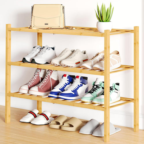 3-Tier Bamboo Shoe Rack — Natural